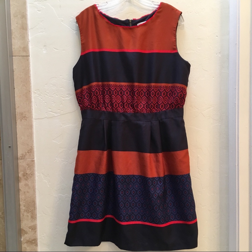 Loft | Burnt Orange and navy dress